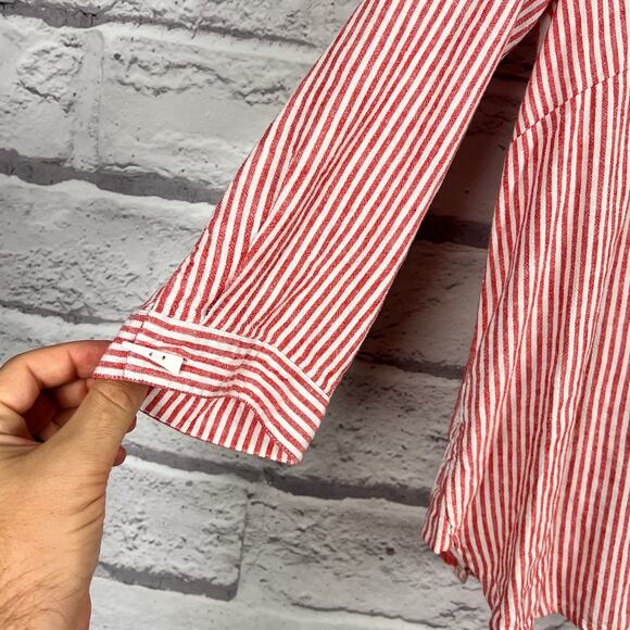 Ali Miles Womens S Coastal Vacation Preppy Nautical Wire Collar Tunic Top Linen - Picture 6 of 13